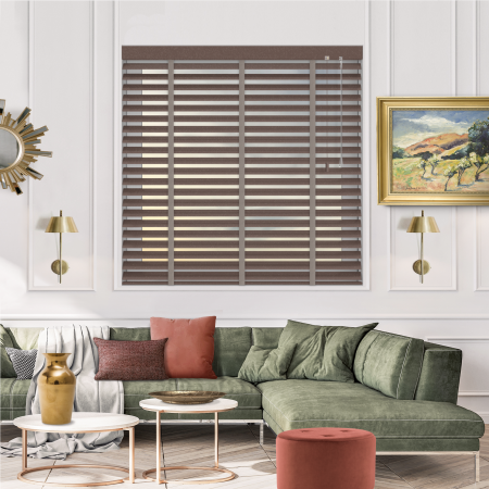 Amber Glow with Stealth Tape Venetian Blinds Open