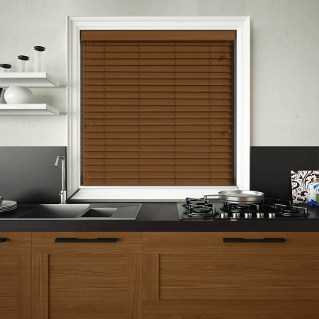 Amber Oak Wood Grain Faux Wood Wood Venetian Blinds