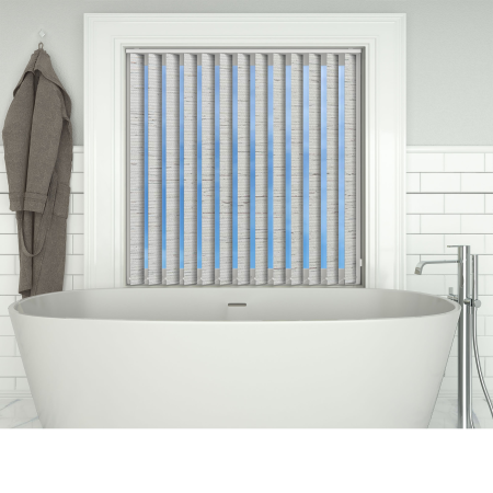 Aqua Weave White Vertical Blinds Open