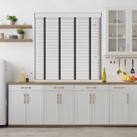 Arctic Oak Wood Grain Faux Wood with Smoke Tape Wood Venetian Blinds