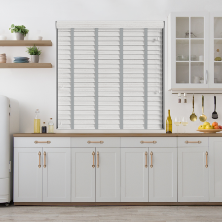 Arctic Oak Wood Grain Faux Wood with Steel Tape Wood Venetian Blinds