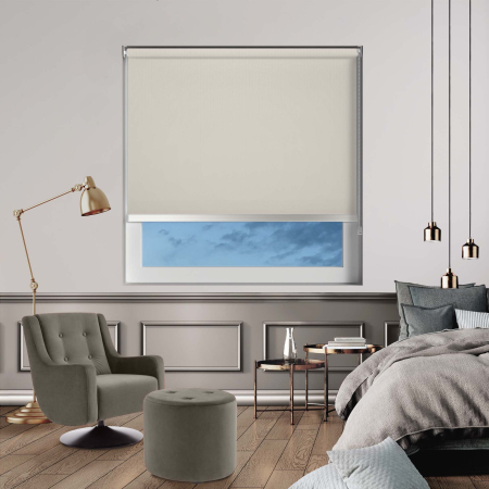 Bedtime Cream Chrome Bottom Bar Roller Blinds