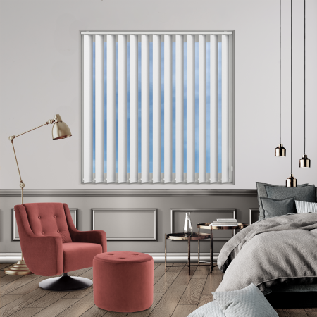 Bedtime Delicate White Vertical Blinds Open