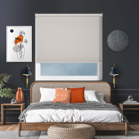 Bedtime Grey White Cordless Roller Blinds