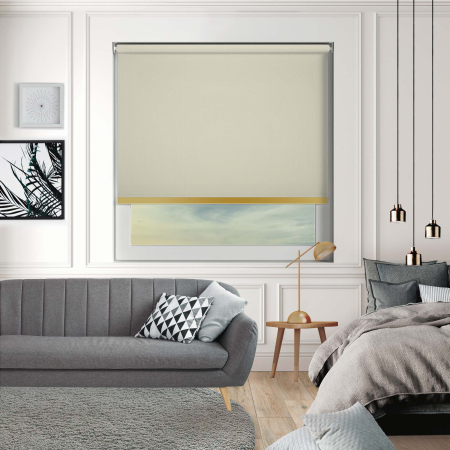 Bedtime Hessian Gold Bottom Bar Cordless Roller Blinds