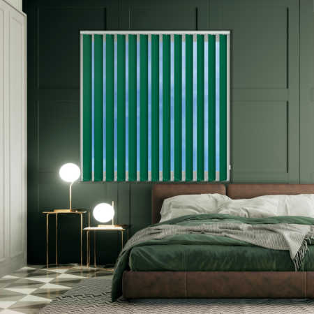 Bedtime Racing Green Vertical Blinds Open