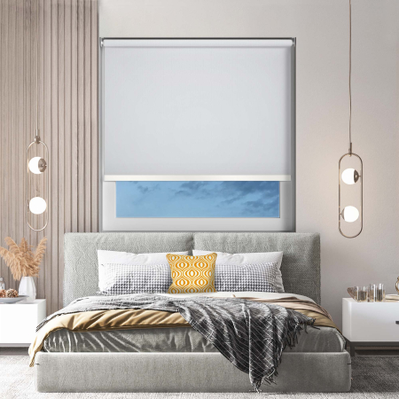 Bedtime White White Bottom Bar Cordless Roller Blinds