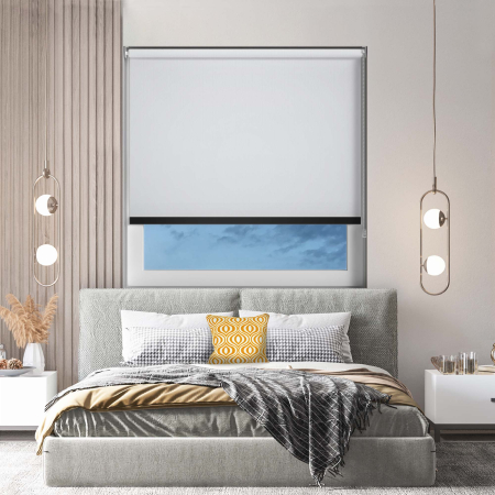 Bedtime White Black Bottom Bar Roller Blinds