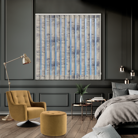 Bliss Stone Grey Vertical Blinds Open