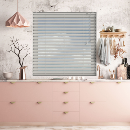 Brushed Ivory Venetian Blinds Open