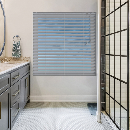 Brushed Silver Venetian Blinds Open