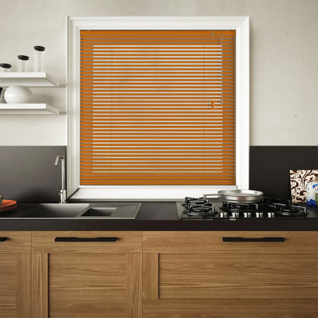 Brushed Terracotta Venetian Blinds Open