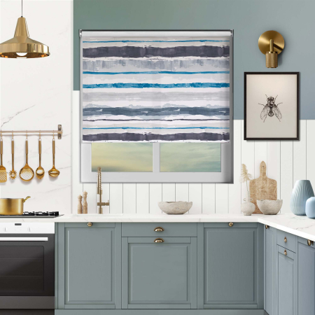 Brushstroke Indigo Cordless Roller Blinds