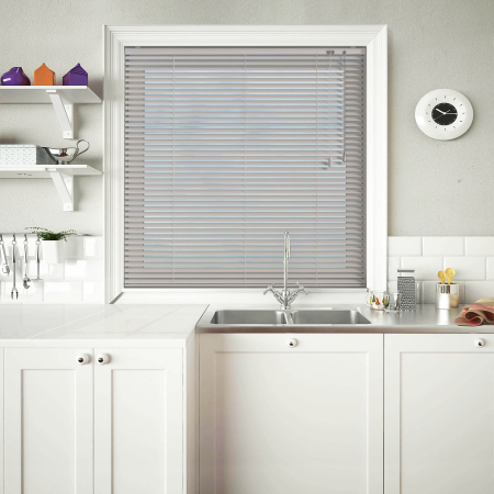 Buff Stripe Barley Venetian Blinds Open