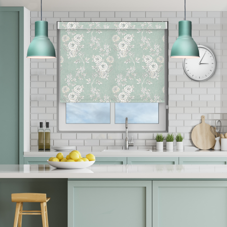 Camelia Teal Pelmet Roller Blind Image 2