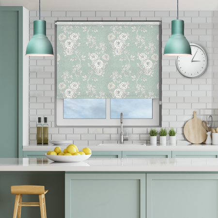Camelia Teal Roller Blind Image 2
