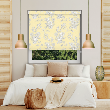 Camelia Yellow Blackout Pelmet Roller Blind Image 2