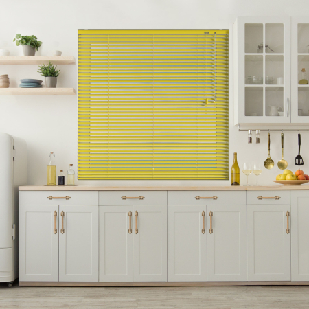 Canary Yellow Venetian Blinds Open
