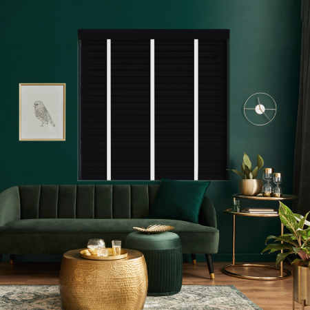 Carbon with Cotton Tape Wood Venetian Blinds