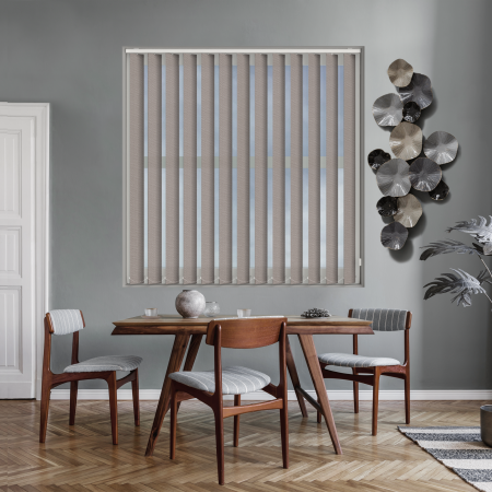 Charlie Steel Grey Vertical Blinds Open