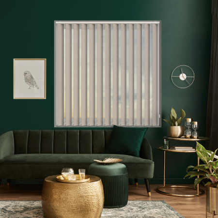 Charlie Taupe Vertical Blinds Open