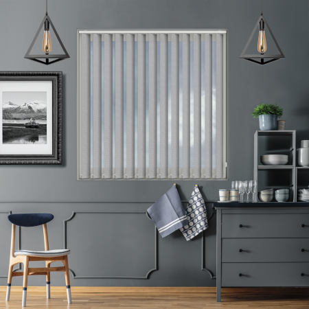 Charlie Thunder Grey Vertical Blinds Open