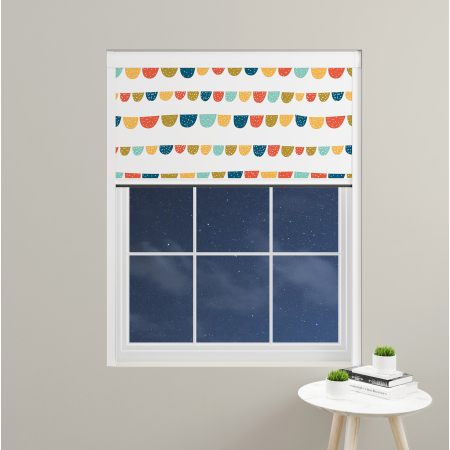 Cheerful Pennant Vivid Electric BlocOut Cassette Blinds Inside Fit