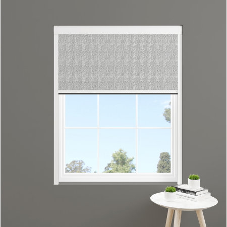 Chevron Grey Electric BlocOut Cassette Blinds Inside Fit