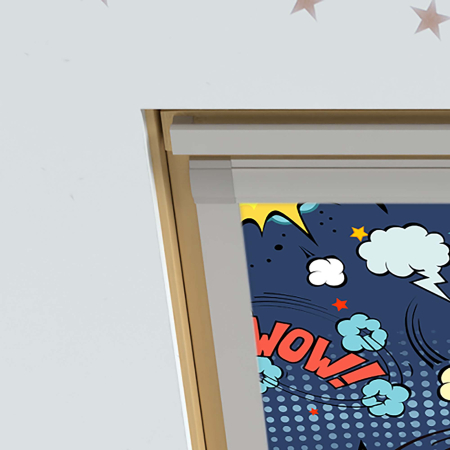 Comic Book (BLACKOUT) Keylite Roof Window Blinds Detail
