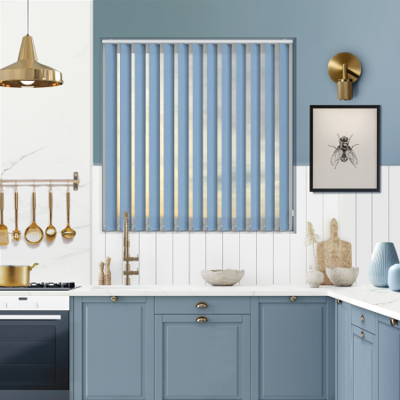 Cora Blue Vertical Blinds Open