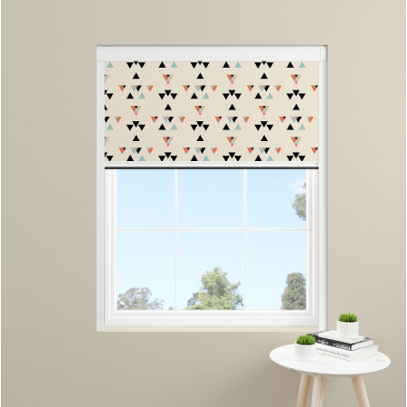 Coral Geo Triangle Electric BlocOut Cassette Blinds Inside Fit