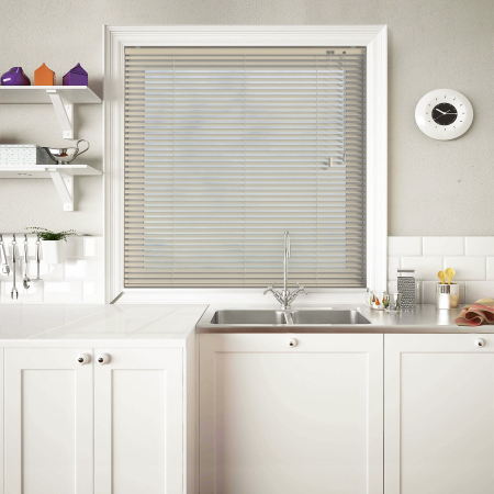 Cream Perforated Venetian Blinds Open