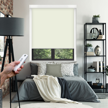 Delicate Cream Electric BlocOut Cassette Blinds Edge Fit