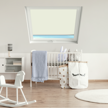 Delicate Cream (BLACKOUT) Fakro Roof Window Blinds White Frame