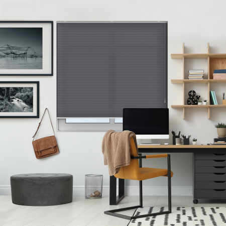 Free Hanging Dovestone Anthracite Pleated Honeycomb Blind Bottom Up Closed