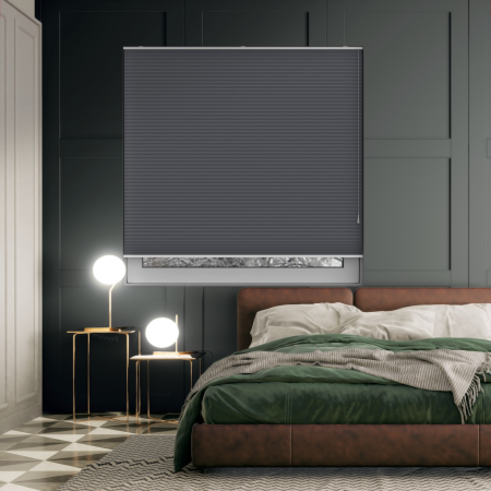 Free Hanging Dovestone Blackout Anthracite Pleated Honeycomb Blind Bottom Up Closed