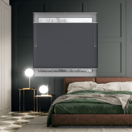 Free Hanging Dovestone Blackout Anthracite Pleated Honeycomb Blind Bottom Up Top Down Closed