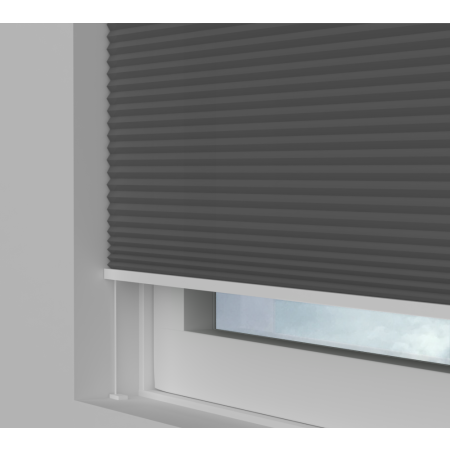 Tensioned Dovestone Blackout Onyx Pleated Honeycomb Blind Bottom Up Top Down Closed