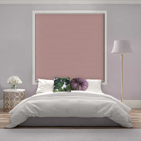 Free Hanging Dovestone Blackout Orchid Pleated Honeycomb Blind Bottom Up Open