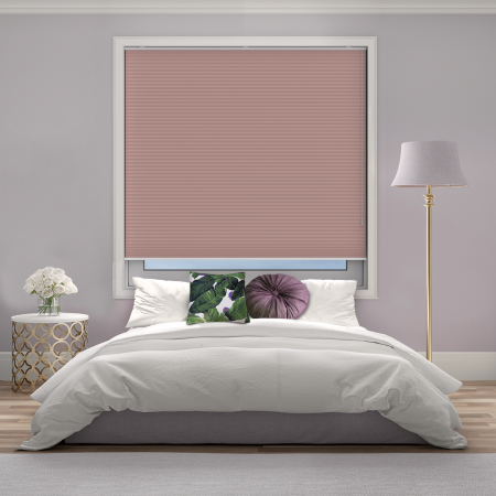 Free Hanging Dovestone Blackout Orchid Pleated Honeycomb Blind Bottom Up Closed