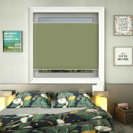 Tensioned Dovestone Blackout Spring Pleated Honeycomb Blind Bottom Up Closed