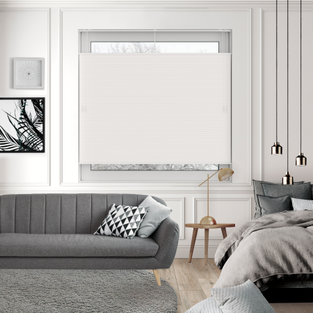 Free Hanging Dovestone Blackout Taupe Pleated Honeycomb Blind Bottom Up Top Down Closed