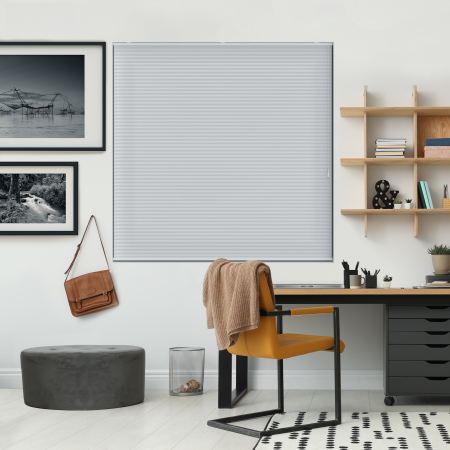 Free Hanging Dovestone Dove Grey Pleated Honeycomb Blind Bottom Up Open