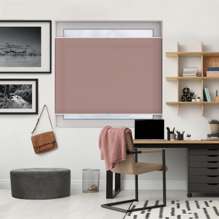 Tensioned Dovestone Orchid Pleated Honeycomb Blind Bottom Up Closed