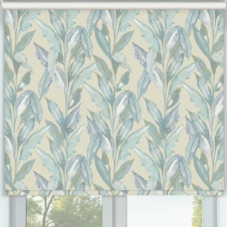 Eden Palm Blue Cordless Roller Blinds Frame