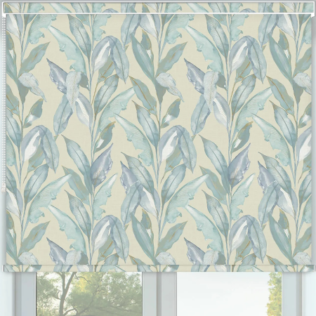 Eden Palm Blue No Drill Roller Blinds Frame