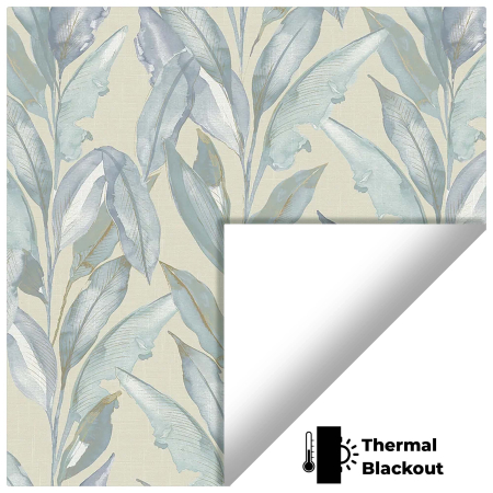 Eden Palm Blue Pelmet Roller Blinds Hardware