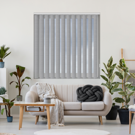 Elara Mineral Rigid PVC Vertical Blinds Open
