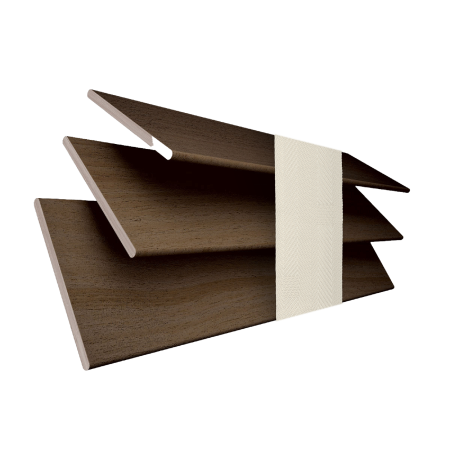 Fired Walnut with Vanilla Tape Wood Venetian Blinds 3 Slats