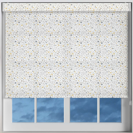 Floral Scatter Mustard Pelmet Roller Blinds Frame